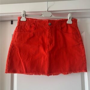 Chic Orange Denim Mini Skirt